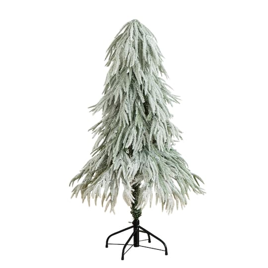 4ft. Pre-Lit Down Swept Flocked Fir Artificial Christmas Tree, Warm White LED Lights